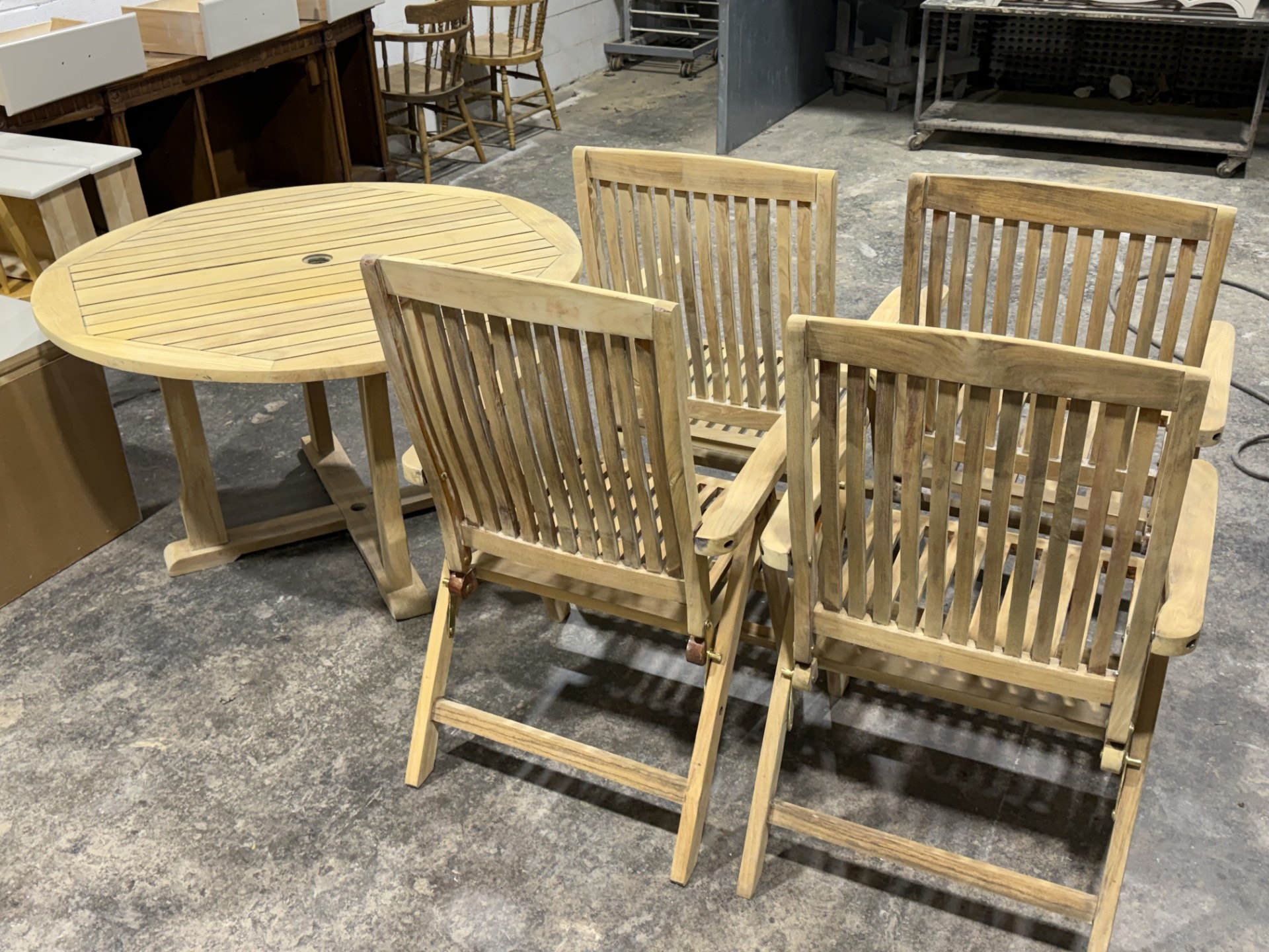 Wooden outdoor dining set unfinished